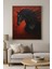 Kırmızı Zeminli Hırçın At- Gerçek Cama Baskı Gold Alüminyum Metal Çerçeveli Tekli Modern Tablo 1
