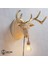 Şık ve Modern Altın Boynuzlu Geyik Başlı Duvar Lambası, Özel Seri, Krem Renk 1