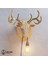 Şık ve Modern Altın Boynuzlu Geyik Başlı Duvar Lambası, Özel Seri, Krem Renk 2