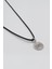 Minimalist Ilahi Göz - Nazar Siyah Deri Ip Kolye - Antik Gümüş Kaplama - Kadın Erkek - 60 cm 2