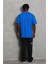 Unisex Oversize Düz Bisiklet Yaka T-Shirt - Mavi 5
