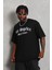 Unisex Oversize Baskılı Bisiklet Yaka T-Shirt - Siyah 5