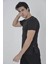 Erkek Yandan Fermuarli Slim Fit T-Shirt - Siyah 2