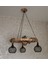 Ahşap Teker Halat Avize 60 Cm. 3 Duylu Metal Başlıklı 1