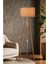 Şık Bej Tripod Lambader Abajur, Kumaş ve Ahşap Üç Ayak Tasarımı 2
