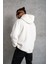 3 Iplik Kapşonlu Sweatshirt Hoodie - Beyaz 2
