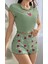 Miss Yeşil Çilek Desenli Askılı Şortlu Pijama Takım 2