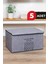 Gri Keçe Kapaklı Mega Plus Kutu 57X41X31 Cm, 5 Adet, Şık ve Kullanışlı Depolama Çözümü 2