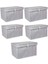 5'li Gri Kapaklı Çok Amaçlı Hurç ve Kutu Seti, 40X30X26 cm 1