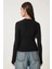 Kadın Siyah Bisiklet Yaka Parmak Geçirme Detaylı Body/bluz 3