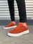 JY204 Flex Bağcıklı Keten Kumaş Erkek Günlük Sneaker Ayakkabı Kbt - Turuncu 2