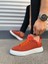 JY204 Flex Bağcıklı Keten Kumaş Erkek Günlük Sneaker Ayakkabı Kbt - Turuncu 3