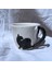 Arche Ceramic El Yapmı Seramik Kupa - Esneyen Kedi - Siyah & Beyaz - 220 ml - Tekli 2