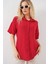 Kısa Kol Keten Görünümlü Gömlek 20336 - Kırmızı 1