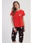 Pamuklu Kadın Kısa Kol Kaprili Pijama Takım , 409095 1