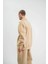 Unisex Double Oversize Patlı Yaka Sweatshirt - Bej 2
