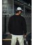 Kışlık Bisiklet Yaka Üç Iplik Basic Sweatshirt - Siyah 2