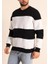 Parçalı Bisiklet Yaka Baskılı Sweatshirt - Siyah 1