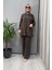 Dik Yaka Fermuarlı Uzun Kollu Tunik Kahve T25Y-6068 1