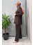 Dik Yaka Fermuarlı Uzun Kollu Tunik Kahve T25Y-6068 2