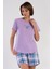 Pamuklu Kadın Kısa Kol Şortlu Pijama Takım , 409150 1