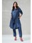 Paçası Düğmeli Tencel Pantolon Lacivert 35102 1
