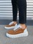 JY010 Cloud Bağcıklı Süet Erkek Günlük Sneaker Ayakkabı Sbt - Taba/beyaz 2