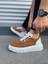 JY010 Cloud Bağcıklı Süet Erkek Günlük Sneaker Ayakkabı Sbt - Taba/beyaz 3