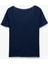Yeni Sezon Pamuklu Büzgülü Slim Fit Kısa Kollu Kare Yaka Tişört 4
