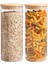 1400 cc - (2'li Set) Borosilkat Cam Baharatlık - Bambu Kapaklı - Saklama Kabı - (9 cm x 22 Cm) 3