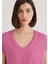 V Yaka Pembe Basic Viskoz Tişört 167714-70955 6