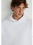 Beli lastikli Kapüşonlu Beyaz Sweatshirt 0S10168-620 6