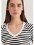 Uzun Kollu Çizgili Crop Basic Tişört 1613041-85586 6