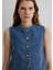 Nini Gold Premium Vintage Koyu Mavi Jean Yelek 1110688-90154 6
