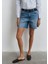 Lidia Real Blue Puslu Koyu Mavi Jean Şort 1410145-89744 4