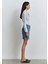 Lidia Real Blue Puslu Koyu Mavi Jean Şort 1410145-89744 6