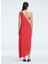 Tek Omuz Yaka Düz Kırmızı Standart Kadın Elbise Coralıne 2