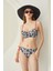 Siyah Beyaz Leaf Pattern Kaplı Bikini Takımı 2