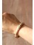 Pembe Mineli Pirinç Kelebek Desenli Gold Renk Kadın Kelepçe (Çap 60 Mm) 1