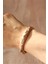 Pembe Mineli Pirinç Kelebek Desenli Gold Renk Kadın Kelepçe (Çap 60 Mm) 2