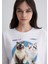 Kedi Baskılı Beyaz Tişört 1613098-620 6