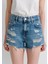 Tyra 90lar Gölgeli Indigo Mavisi Jean Şort 1410011-84398 7