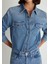 Angela Classic Denim Puslu Indigo Mavi Jean Gömlek 1210819-87754 7
