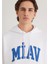Miav Baskılı Kapüşonlu Beyaz Sweatshirt 0S10122-620 6