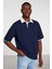 Mısplace Örme Comfort Fit Polo Yaka T-Shirt Düz Renk Lacivert Polo Yaka T-Shirt 1