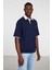 Mısplace Örme Comfort Fit Polo Yaka T-Shirt Düz Renk Lacivert Polo Yaka T-Shirt 3