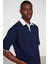 Mısplace Örme Comfort Fit Polo Yaka T-Shirt Düz Renk Lacivert Polo Yaka T-Shirt 4