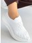 Kuum London K112707 Comfy 36/40 Taşlı Bağcıksız Yüksek Taban Sneaker Spor Günlük Ayakkabı 3