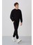 Siyah Casual O Yaka Lastik Paça Pamuklu Erkek Oversize Eşofman Takımı - 85120 2