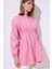 Beli Pile Detaylı Uzun Kol Bluz Pembe 4